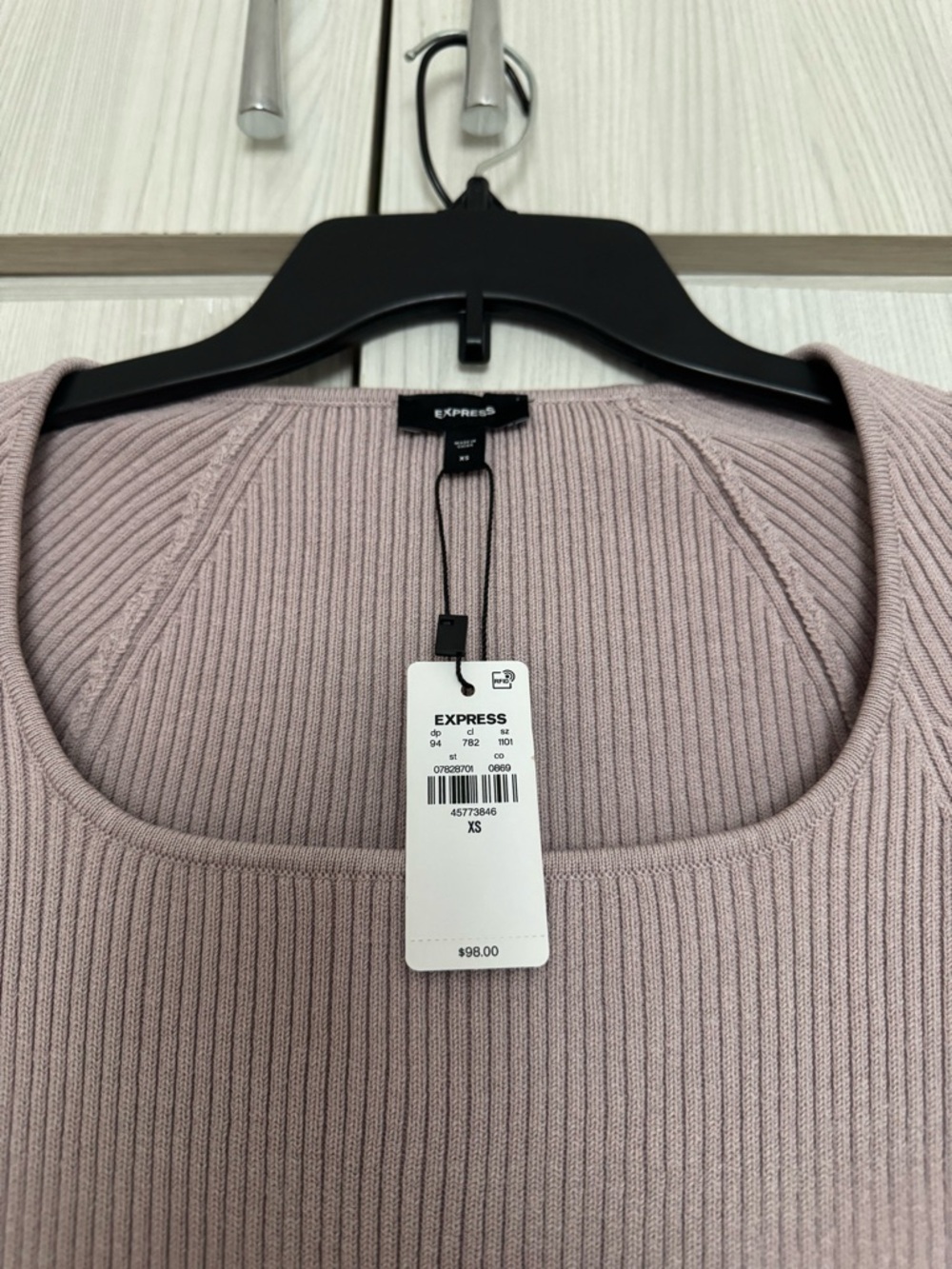 Express Ribbed Square Neck Poplin Mini Fit and Flare Dress - Picture 2 of 5